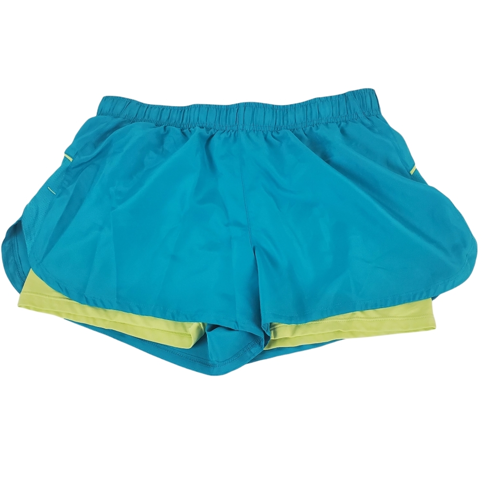 Women’s Athletic Shorts in Teal with Lime Liner